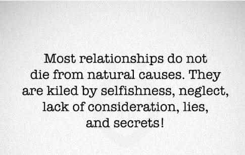 Quotes About Selfishness In Relationships: Most Relationships Do Not Die From Natural