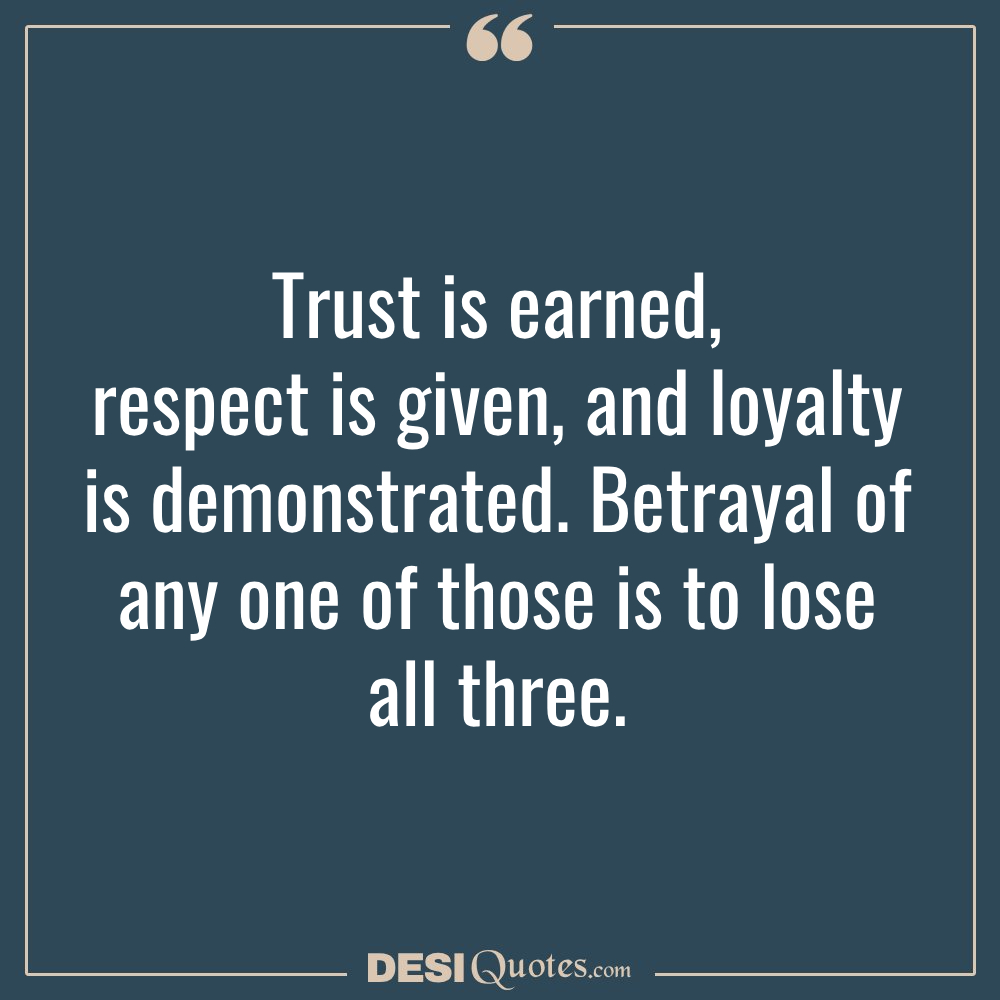 Trust Is Earned, Respect Is Given, And Loyalty Is Demonstrated