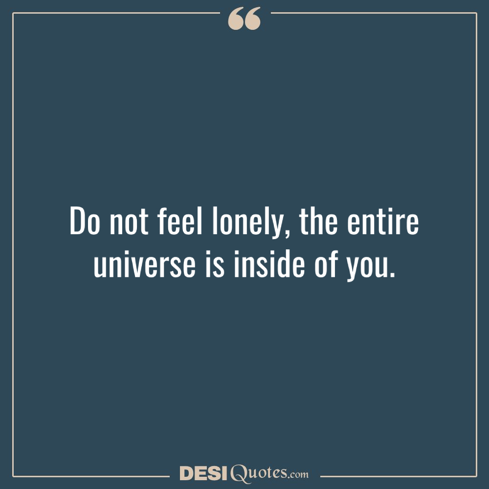 Do Not Feel Lonely, The Entire Universe Is