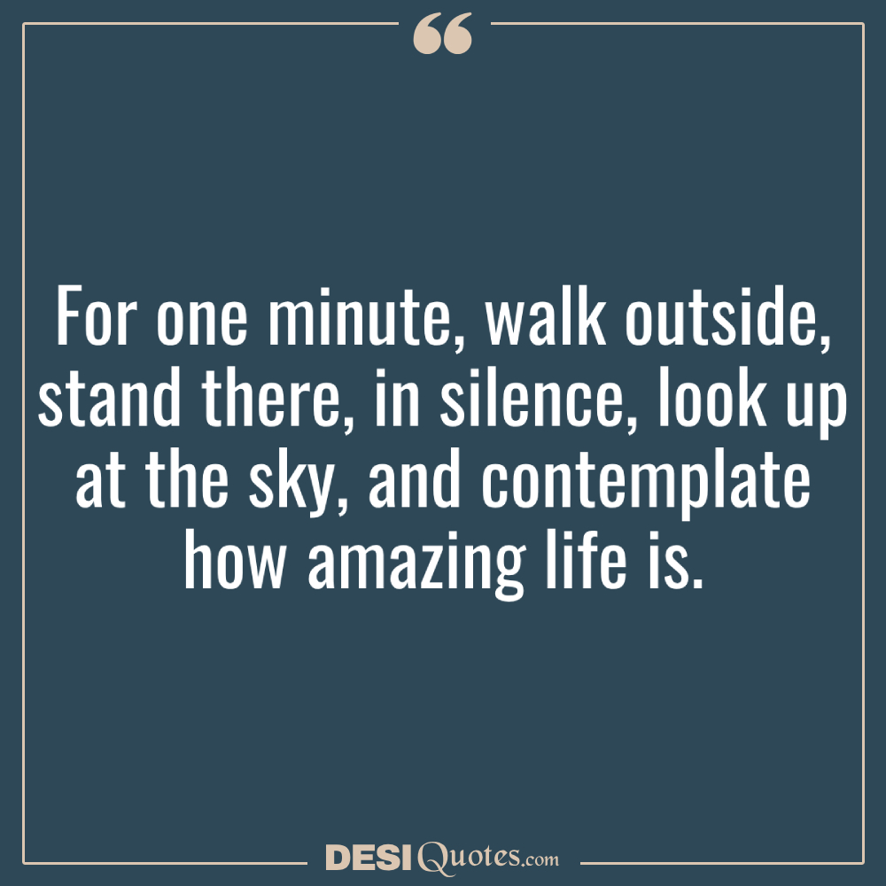 For One Minute, Walk Outside, Stand There, In Silence, Look Up