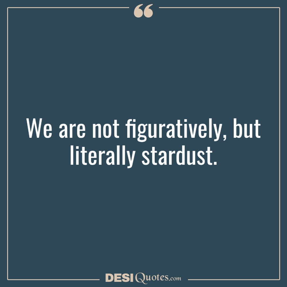 We Are Not Figuratively, But Literally Stardust